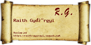 Raith Györgyi névjegykártya